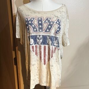 Lucky Brand Beige KISS Graphic Tee